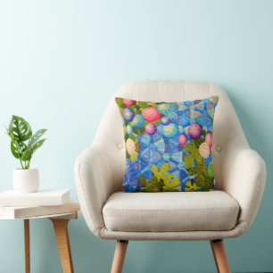 Colourful Quilt Pattern Throw Pillow