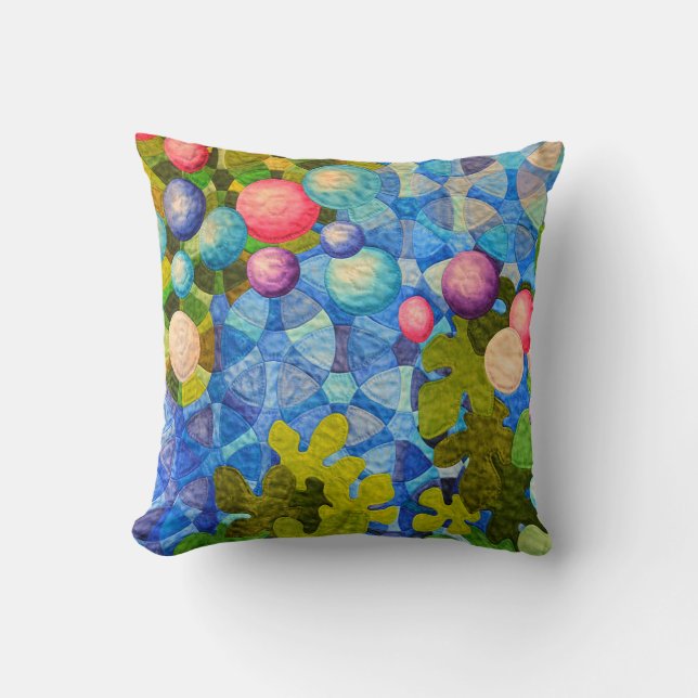 Colourful Quilt Pattern Throw Pillow (Front)
