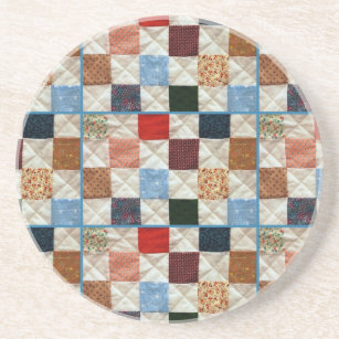 Colourful quilt squares pattern coaster