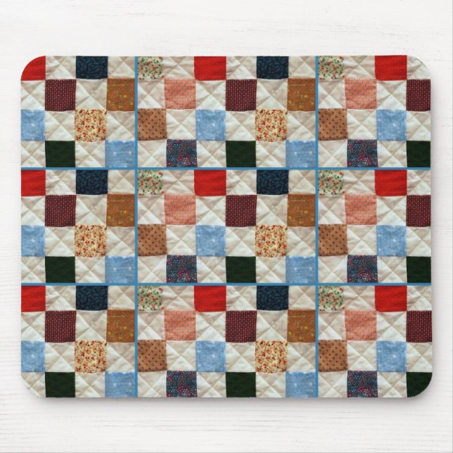 Colourful quilt squares pattern mouse pad (Front)