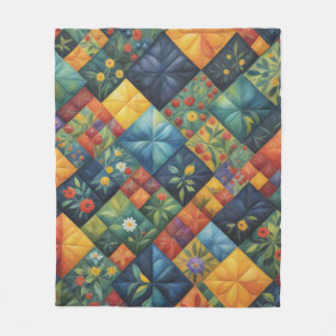 Colourful Quilting Pattren - Quilting Lover  Fleece Blanket
