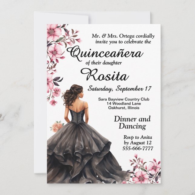 Colourful Quinceanera invitation (Front)