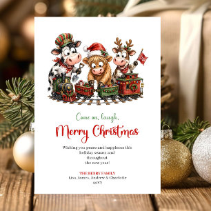 Colourful Quirky Animals Festive Christmas Greetin Holiday Card