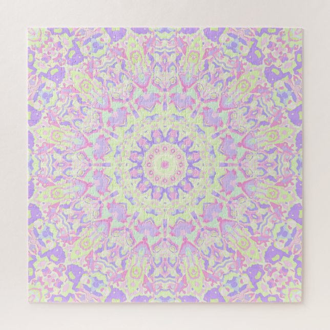 Colourful Quirky Groovy Boho Hippie Retro Mandala Jigsaw Puzzle (Vertical)