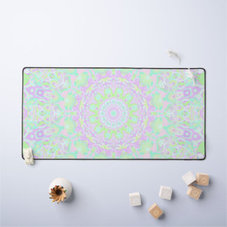 Colourful Quirky Groovy Eclectic Pastel Mandala Desk Mat