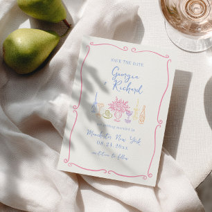 Colourful & Quirky Hand Drawn Save the Date Invitation