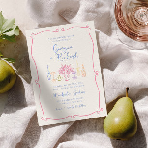 Colourful & Quirky Hand Drawn Wedding Invitation