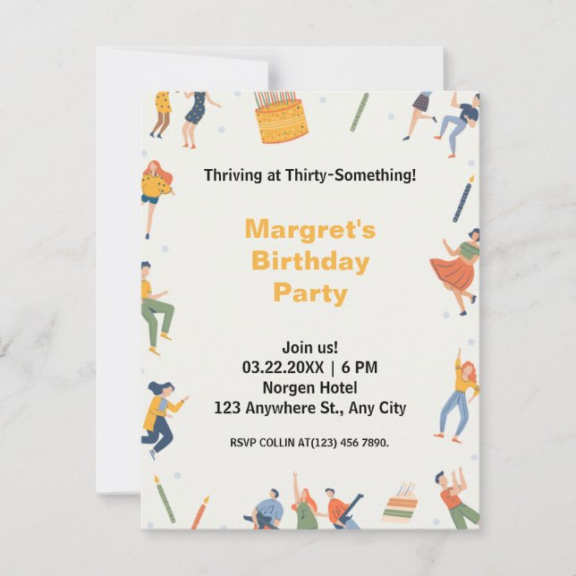 Colourful quirky music dance and cute cake birthda (Front)