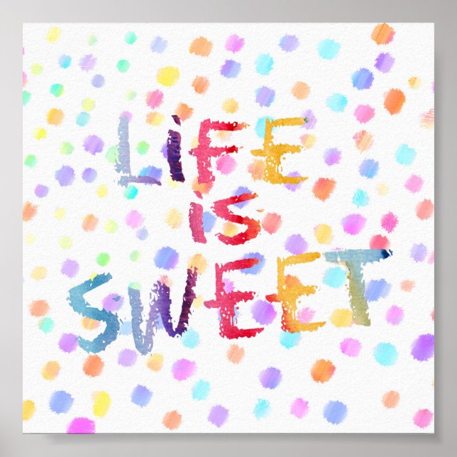 colourful quote poster watercolor style wall art (Front)