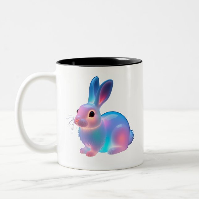 Colourful Rabbit Art Two-Tone Coffee Mug (Left)
