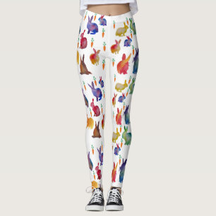 Colourful Rabbits Carrots Happy Custom Leggings