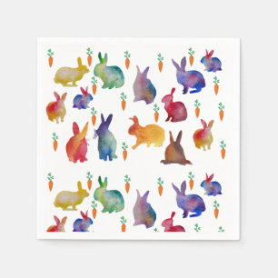 Colourful rabbits Easter  Cocktail Paper Napkins