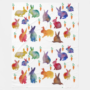 Colourful rabbits Easter Fleece Blanket