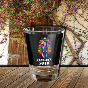 Colourful Racehorse Birthday Shot Glass