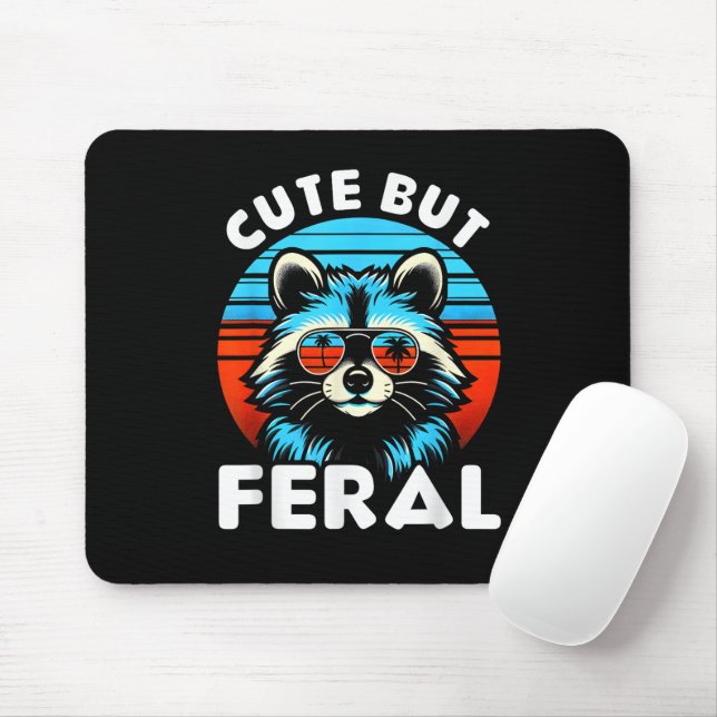 Colourful Racoon With Sunglasses Racoon Mouse Pad (With Mouse)