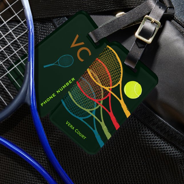 colourful racquets personalized luggage tag (Creator Uploaded)