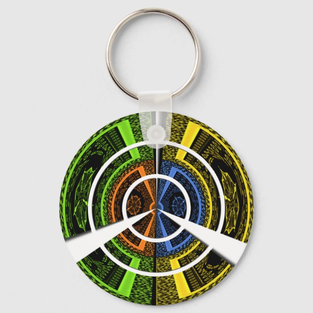 Colourful Radial Art Print Keychain (Front)