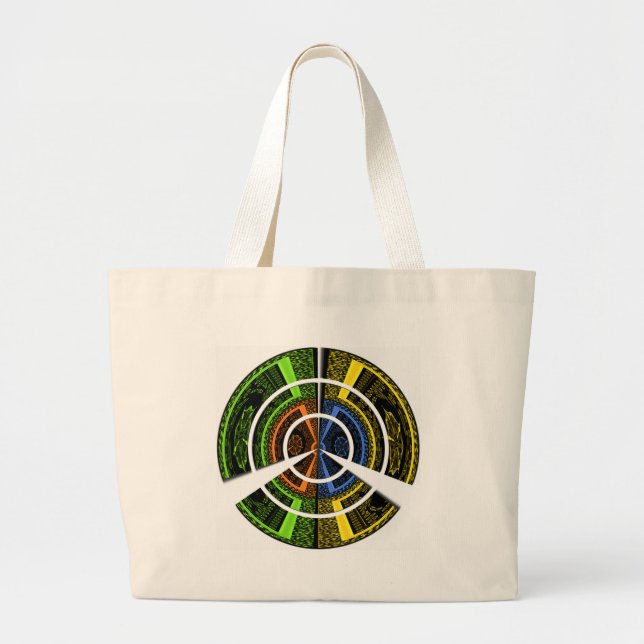 Colourful Radial Art Print Large Tote Bag (Front)