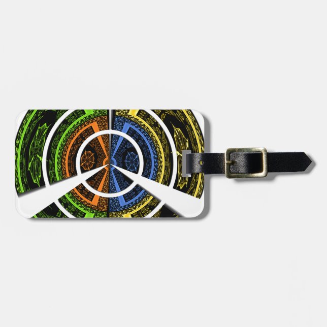 Colourful Radial Art Print Luggage Tag (Front Horizontal)