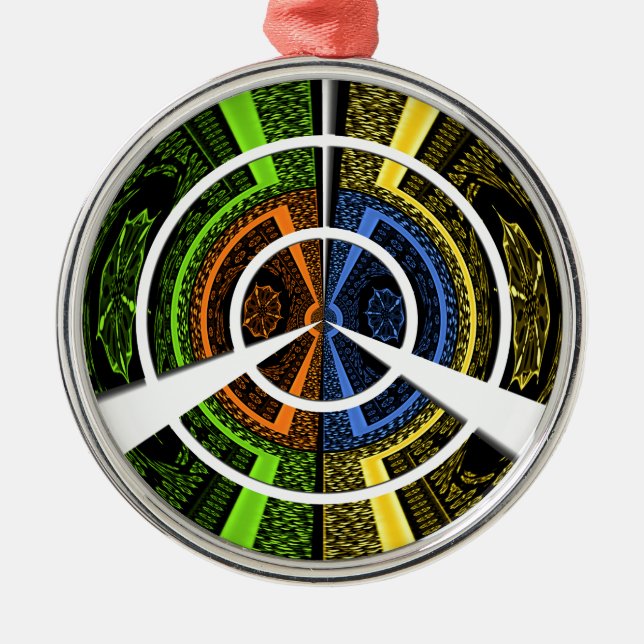 Colourful Radial Art Print Metal Ornament (Front)