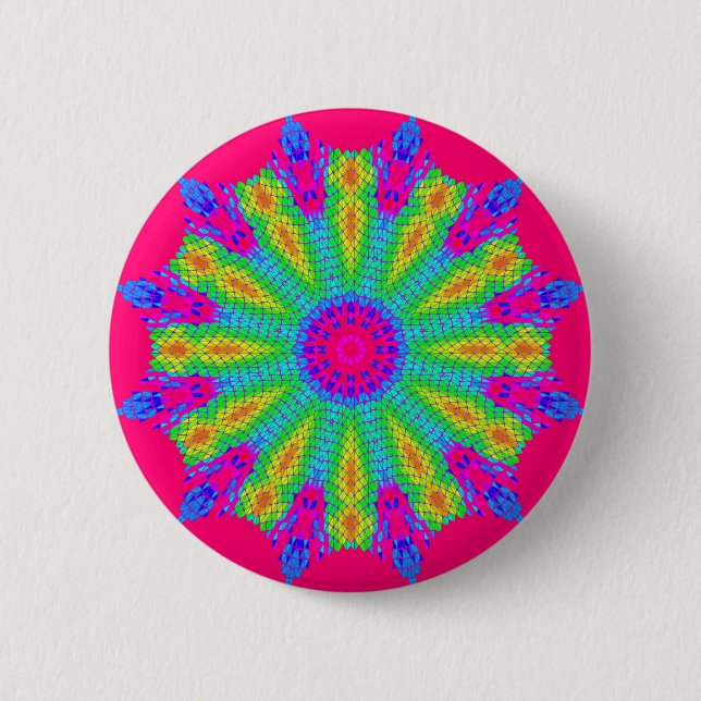 Colourful Radial Pattern: 2 Inch Round Button (Front)