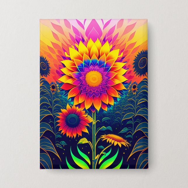 Colourful, Radiant Sunflowers Button (Front)