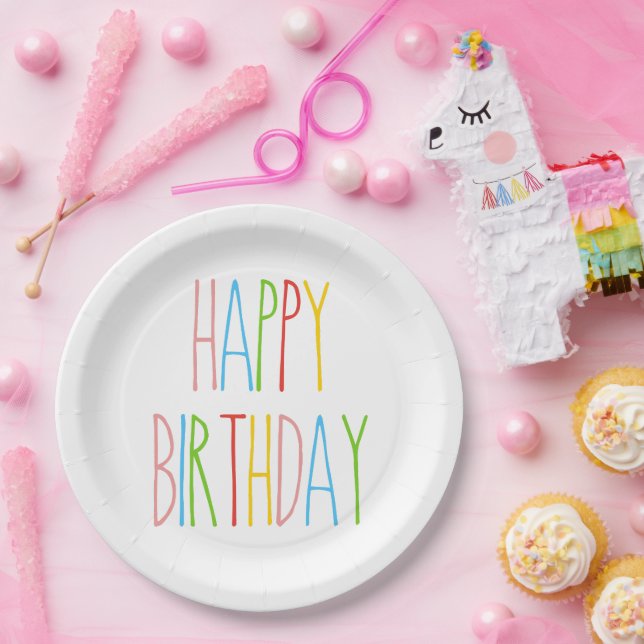 Colourful Rae Dun Inspired HAPPY BIRTHDAY Paper Plate (Party)