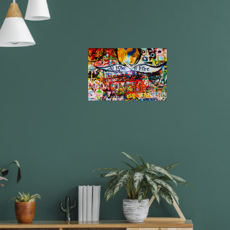 Colourful raffiti wall, street art poster