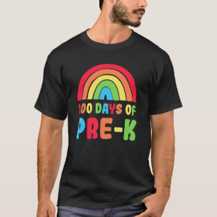 Colourful Rainbow 100 Days Of Pre K Day Of School T-Shirt