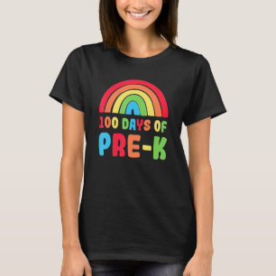 Colourful Rainbow 100 Days Of Pre K Day Of School T-Shirt