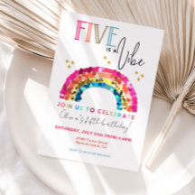 Colourful Rainbow 5th birthday FIVE is A VIBE 