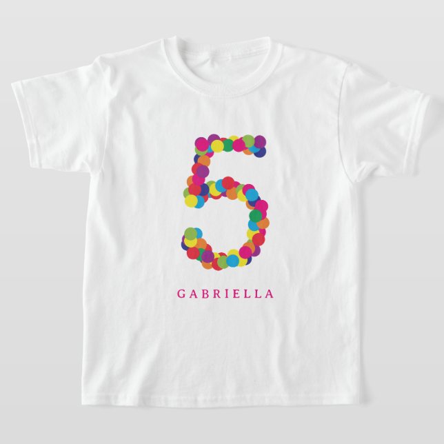 Colourful rainbow 5th / fifth birthday T-Shirt (Laydown)