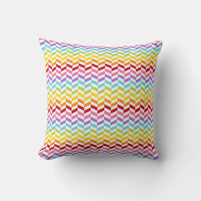 Colourful Rainbow Abstract Decor Pattern Throw Pillow (Front)