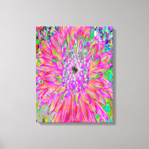 Colourful Rainbow Abstract Decorative Dahlia Flowe Canvas Print