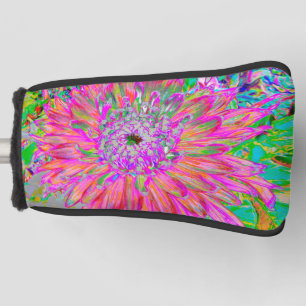 Colourful Rainbow Abstract Decorative Dahlia Flowe Golf Head Cover