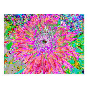 Colourful Rainbow Abstract Decorative Dahlia Flowe Photo Print
