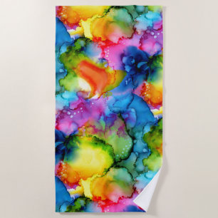 Colourful Rainbow Abstract Tie Dye Beach Towel