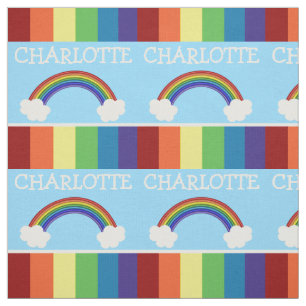 Colourful Rainbow And Cloud Pattern Personalized Fabric