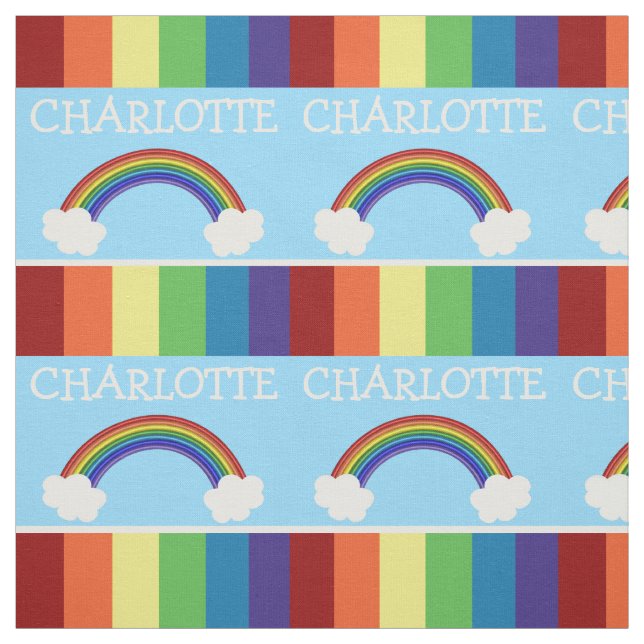 Colourful Rainbow And Cloud Pattern Personalized Fabric (Swatch)