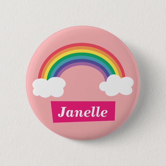 Colourful Rainbow and clouds, for Little Girls 2 Inch Round Button (Front)