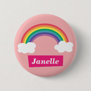 Colourful Rainbow and clouds, for Little Girls 2 Inch Round Button