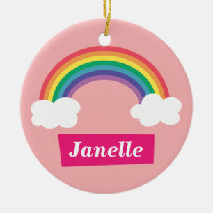 Colourful Rainbow and clouds, for Little Girls Ceramic Ornament