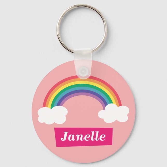 Colourful Rainbow and clouds, for Little Girls Keychain (Front)