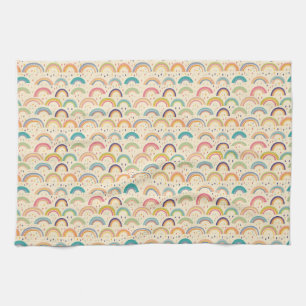 Colourful Rainbow and Diamond Seamless Pattern Kitchen Towel