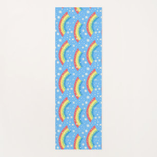 Colourful Rainbow and Snowflake Pattern Yoga Mat