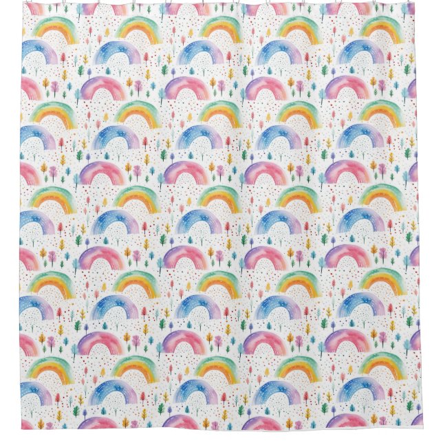 Colourful Rainbow and Tree Seamless Pattern (Front)