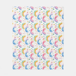 Colourful Rainbow and Tree Seamless Pattern Fleece Blanket