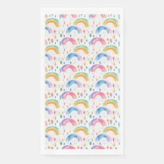 Colourful Rainbow and Tree Seamless Pattern Napkin