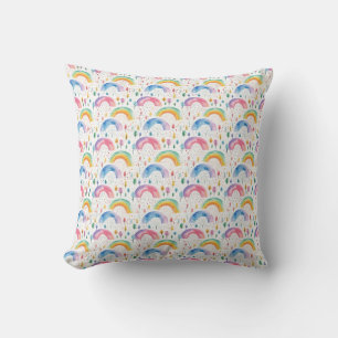 Colourful Rainbow and Tree Seamless Pattern Throw Pillow