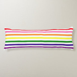 Colourful Rainbow and White Candy Stripe Body Pillow